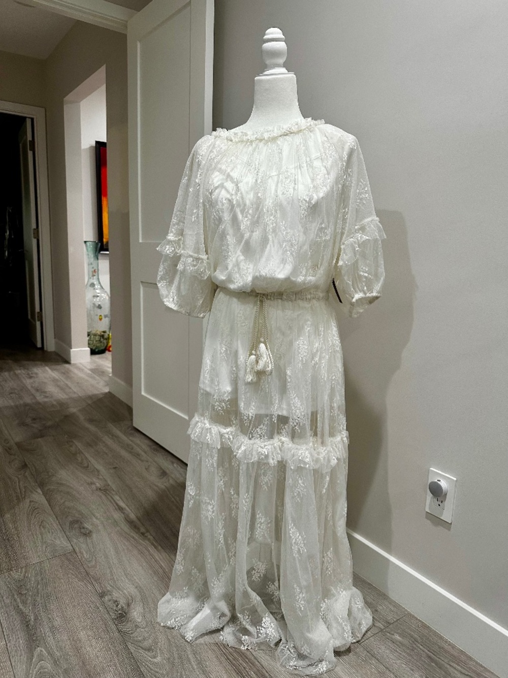 Let Me Be Short-Sleeve Ruffle Maxi Dress size Large